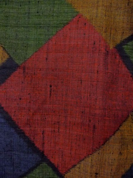 画像7: N1210T 女性用紬  シルク(正絹) 深いマルチカラー, 四角 【中古】【USED】【リサイクル】 ★★★★☆【N1210T】 (7)