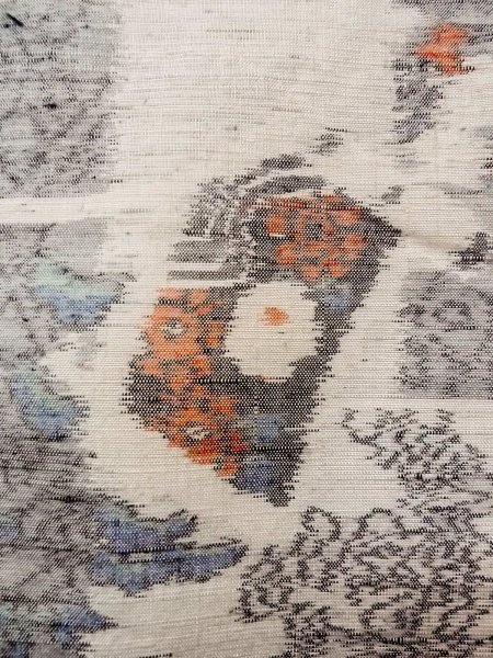 画像7: N1210V 女性用紬  シルク(正絹) アイボリー, 花 【中古】【USED】【リサイクル】 ★★☆☆☆【N1210V】 (7)