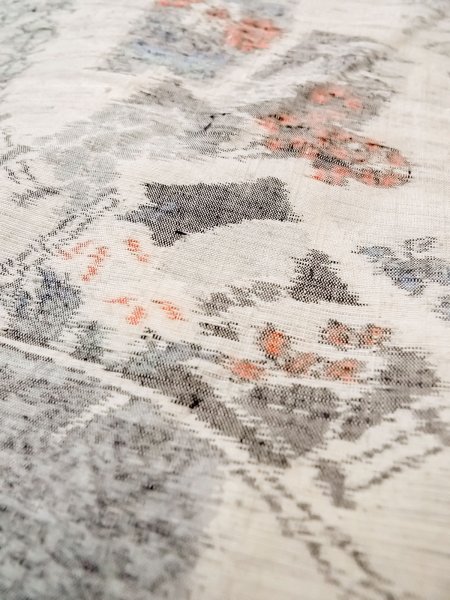 画像8: N1210V 女性用紬  シルク(正絹) アイボリー, 花 【中古】【USED】【リサイクル】 ★★☆☆☆【N1210V】 (8)