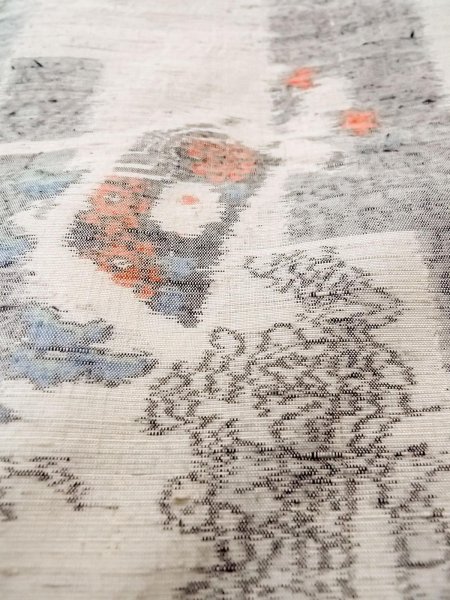 画像9: N1210V 女性用紬  シルク(正絹) アイボリー, 花 【中古】【USED】【リサイクル】 ★★☆☆☆【N1210V】 (9)