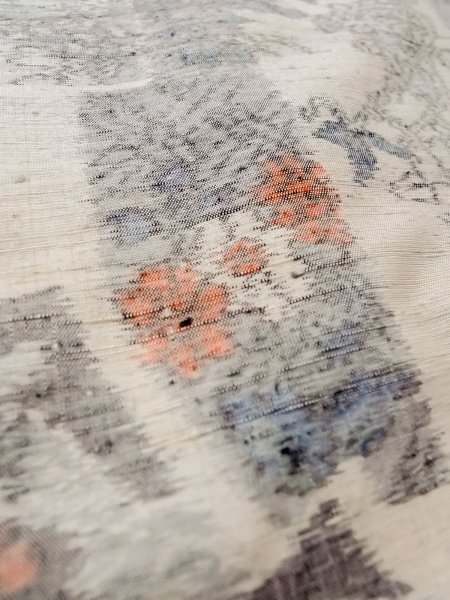 画像10: N1210V 女性用紬  シルク(正絹) アイボリー, 花 【中古】【USED】【リサイクル】 ★★☆☆☆【N1210V】 (10)