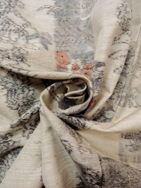 画像11: N1210V 女性用紬  シルク(正絹) アイボリー, 花 【中古】【USED】【リサイクル】 ★★☆☆☆【N1210V】 (11)