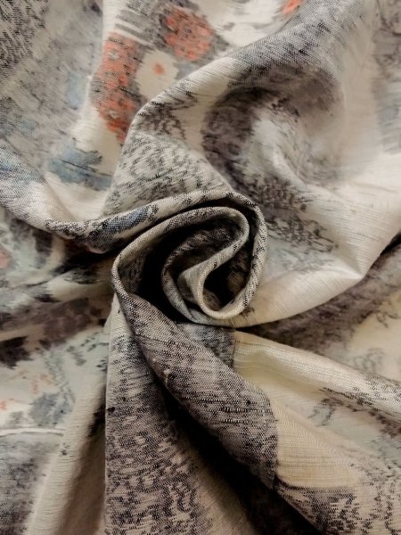 画像12: N1210V 女性用紬  シルク(正絹) アイボリー, 花 【中古】【USED】【リサイクル】 ★★☆☆☆【N1210V】 (12)