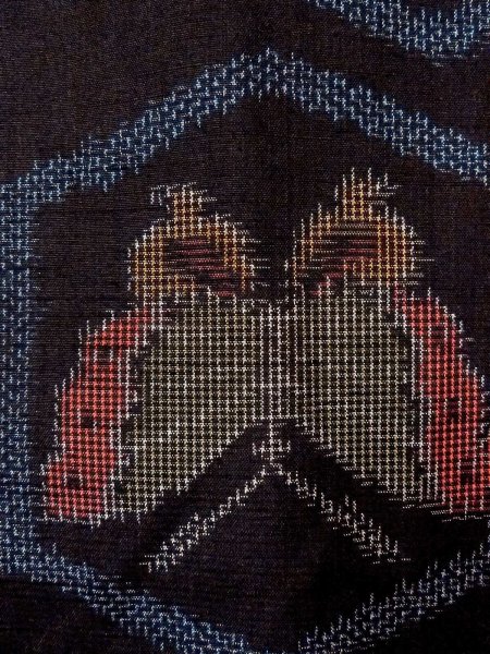 画像7: N1210X 女性用紬  シルク(正絹) 黒, 蝶々 【中古】【USED】【リサイクル】 ★★★☆☆【N1210X】 (7)