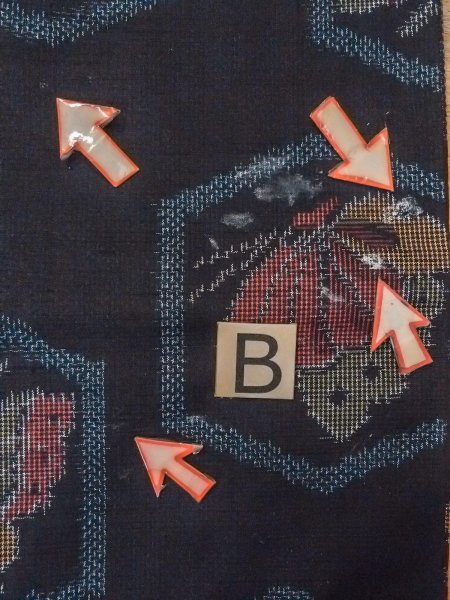 画像15: N1210X 女性用紬  シルク(正絹) 黒, 蝶々 【中古】【USED】【リサイクル】 ★★★☆☆【N1210X】 (15)