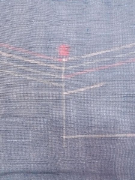 画像5: N1210Y 女性用紬  シルク(正絹) 淡い灰色がかった水色, 幾何学模様 【中古】【USED】【リサイクル】 ★★★☆☆【N1210Y】 (5)