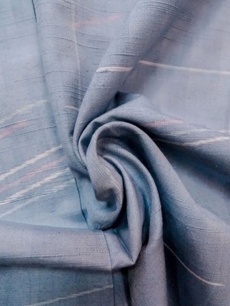 画像12: N1210Y 女性用紬  シルク(正絹) 淡い灰色がかった水色, 幾何学模様 【中古】【USED】【リサイクル】 ★★★☆☆【N1210Y】 (12)