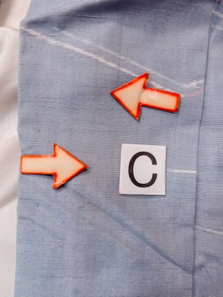 画像16: N1210Y 女性用紬  シルク(正絹) 淡い灰色がかった水色, 幾何学模様 【中古】【USED】【リサイクル】 ★★★☆☆【N1210Y】 (16)