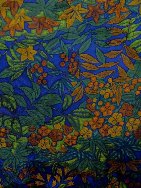 画像4: N1211A 女性用小紋  シルク(正絹) 深い紺, 梅 【中古】【USED】【リサイクル】 ★★★☆☆【N1211A】 (4)