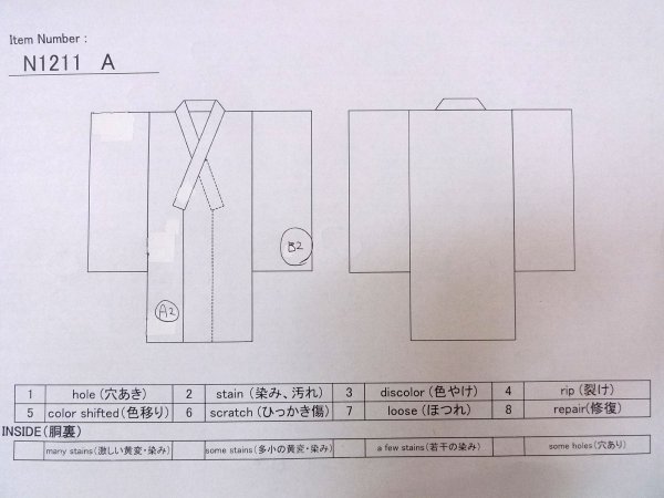 画像13: N1211A 女性用小紋  シルク(正絹) 深い紺, 梅 【中古】【USED】【リサイクル】 ★★★☆☆【N1211A】 (13)
