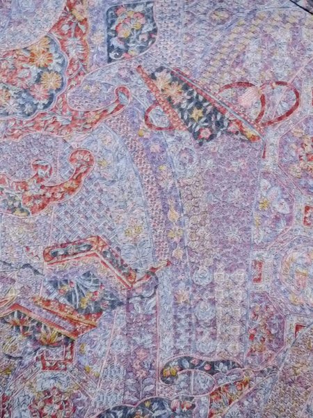 画像3: N1211B 女性用小紋  シルク(正絹) 灰色がかった紫色, 菊 【中古】【USED】【リサイクル】 ★★★★☆【N1211B】 (3)