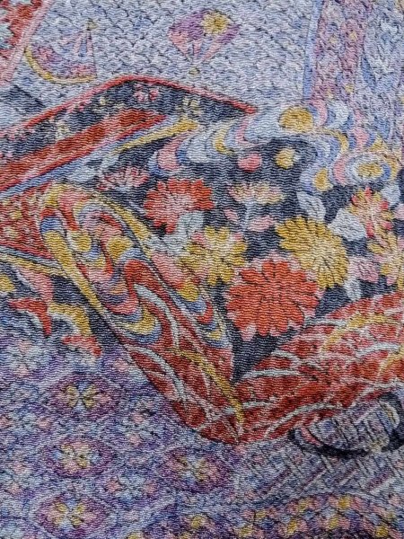 画像6: N1211B 女性用小紋  シルク(正絹) 灰色がかった紫色, 菊 【中古】【USED】【リサイクル】 ★★★★☆【N1211B】 (6)