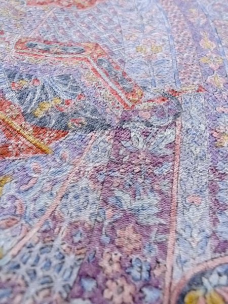 画像9: N1211B 女性用小紋  シルク(正絹) 灰色がかった紫色, 菊 【中古】【USED】【リサイクル】 ★★★★☆【N1211B】 (9)