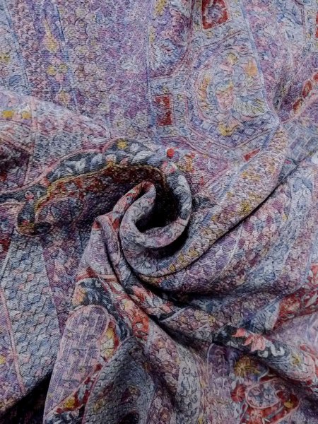 画像12: N1211B 女性用小紋  シルク(正絹) 灰色がかった紫色, 菊 【中古】【USED】【リサイクル】 ★★★★☆【N1211B】 (12)