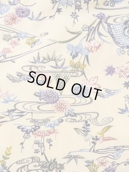 画像3: N1211D 女性用小紋  シルク（正絹） アイボリー, 菊 【中古】【USED】【リサイクル】 ★★★☆☆【N1211D】 (3)