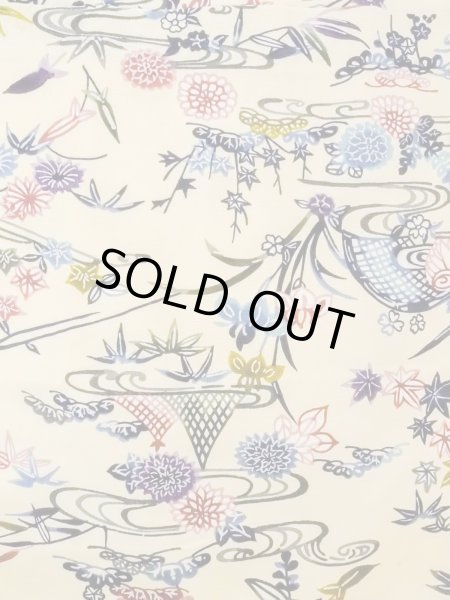 画像4: N1211D 女性用小紋  シルク（正絹） アイボリー, 菊 【中古】【USED】【リサイクル】 ★★★☆☆【N1211D】 (4)