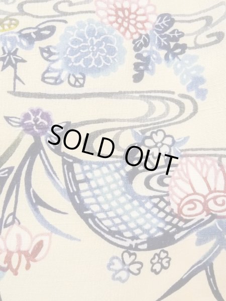 画像6: N1211D 女性用小紋  シルク（正絹） アイボリー, 菊 【中古】【USED】【リサイクル】 ★★★☆☆【N1211D】 (6)