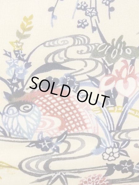 画像7: N1211D 女性用小紋  シルク（正絹） アイボリー, 菊 【中古】【USED】【リサイクル】 ★★★☆☆【N1211D】 (7)