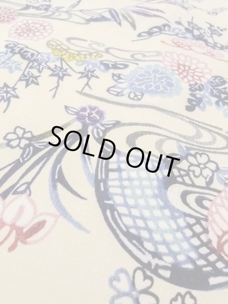 画像9: N1211D 女性用小紋  シルク（正絹） アイボリー, 菊 【中古】【USED】【リサイクル】 ★★★☆☆【N1211D】 (9)