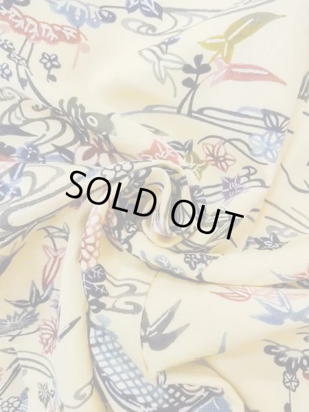 画像12: N1211D 女性用小紋  シルク（正絹） アイボリー, 菊 【中古】【USED】【リサイクル】 ★★★☆☆【N1211D】 (12)