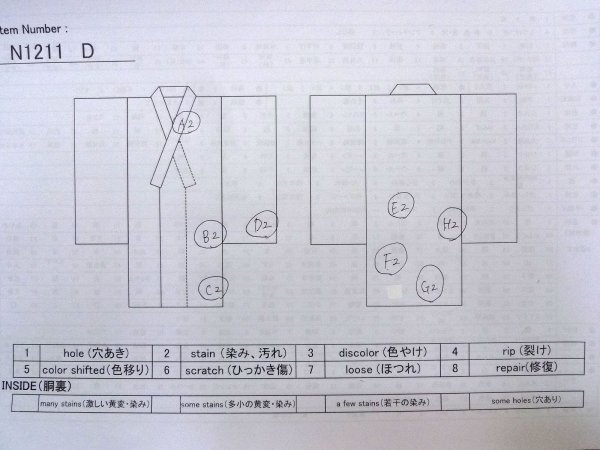 画像13: N1211D 女性用小紋  シルク(正絹) アイボリー, 菊 【中古】【USED】【リサイクル】 ★★★☆☆【N1211D】 (13)