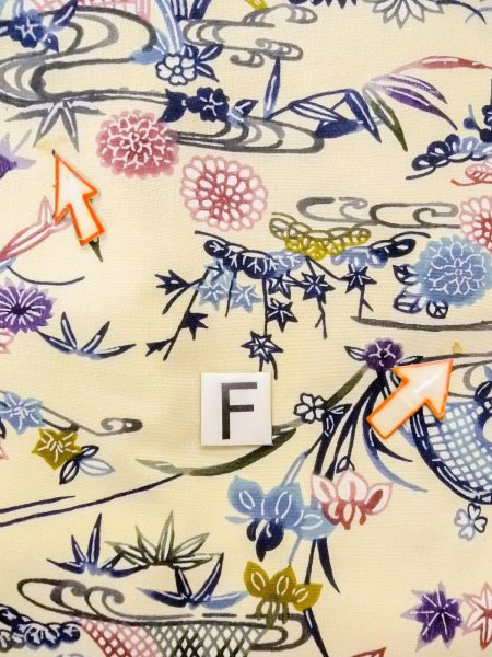 画像19: N1211D 女性用小紋  シルク(正絹) アイボリー, 菊 【中古】【USED】【リサイクル】 ★★★☆☆【N1211D】 (19)