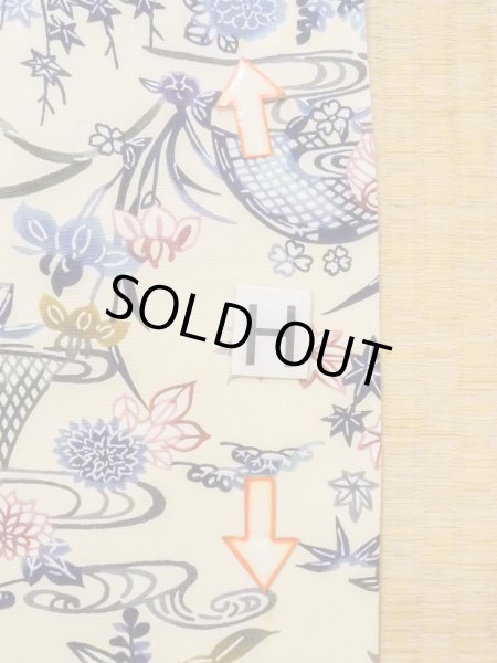 画像21: N1211D 女性用小紋  シルク（正絹） アイボリー, 菊 【中古】【USED】【リサイクル】 ★★★☆☆【N1211D】 (21)