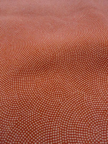 画像10: N1211E 女性用小紋 江戸小紋 シルク(正絹) 朱赤, 青海波 【中古】【USED】【リサイクル】 ★★☆☆☆【N1211E】 (10)