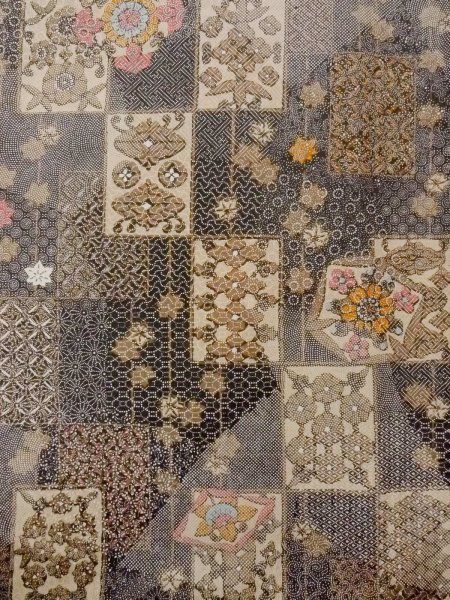 画像4: N1211F 女性用紬 染大島 シルク(正絹) 深いマルチカラー, もみじ 【中古】【USED】【リサイクル】 ★★★☆☆【N1211F】 (4)