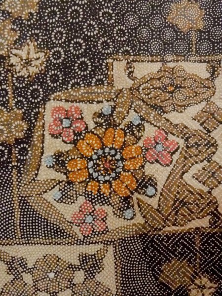 画像5: N1211F 女性用紬 染大島 シルク(正絹) 深いマルチカラー, もみじ 【中古】【USED】【リサイクル】 ★★★☆☆【N1211F】 (5)