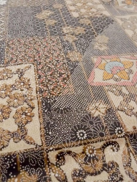 画像9: N1211F 女性用紬 染大島 シルク(正絹) 深いマルチカラー, もみじ 【中古】【USED】【リサイクル】 ★★★☆☆【N1211F】 (9)