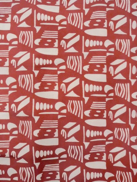 画像4: N1211H 女性用小紋  シルク(正絹) 灰色がかった赤色, 幾何学模様 【中古】【USED】【リサイクル】 ★★★☆☆【N1211H】 (4)