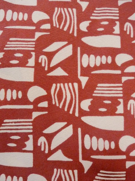 画像5: N1211H 女性用小紋  シルク(正絹) 灰色がかった赤色, 幾何学模様 【中古】【USED】【リサイクル】 ★★★☆☆【N1211H】 (5)