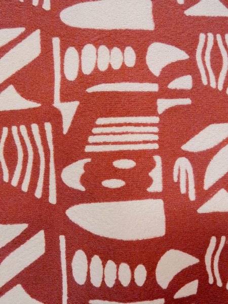 画像6: N1211H 女性用小紋  シルク(正絹) 灰色がかった赤色, 幾何学模様 【中古】【USED】【リサイクル】 ★★★☆☆【N1211H】 (6)