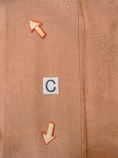 画像17: O0117A 女性用色無地  シルク（正絹） 淡いベージュ, 風景 【中古】【USED】【リサイクル】 ★★☆☆☆【O0117A】 (17)