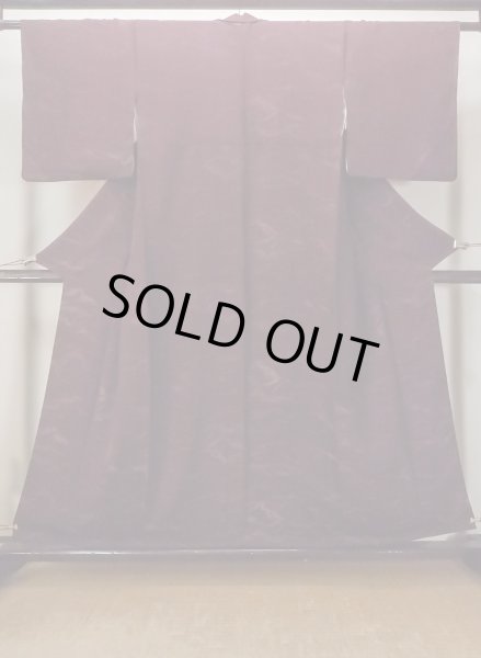 画像1: O0117D 女性用色無地  シルク（正絹） 深い紫みえんじ,  【中古】【USED】【リサイクル】 ★★☆☆☆【O0117D】 (1)