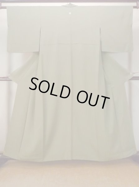 画像1: O0117G 女性用色無地  シルク（正絹） 灰色がかった緑色,  【中古】【USED】【リサイクル】 ★★☆☆☆【O0117G】 (1)