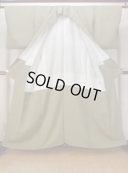 画像2: O0117G 女性用色無地  シルク（正絹） 灰色がかった緑色,  【中古】【USED】【リサイクル】 ★★☆☆☆【O0117G】 (2)