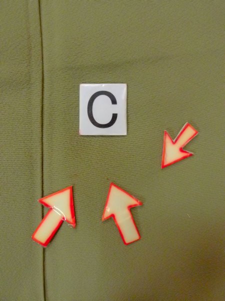 画像17: O0117G 女性用色無地  シルク(正絹) 灰色がかった緑色,  【中古】【USED】【リサイクル】 ★★☆☆☆【O0117G】 (17)