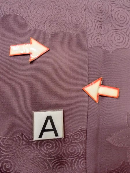 画像14: O0117P 女性用色無地  シルク(正絹) 灰色がかった紫色,  【中古】【USED】【リサイクル】 ★★★☆☆【O0117P】 (14)