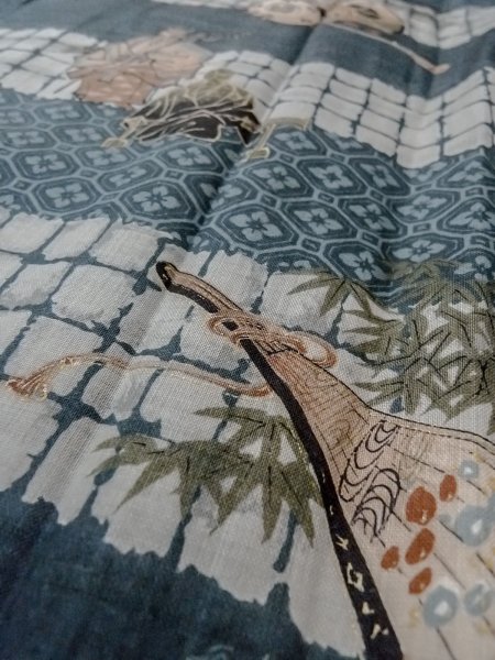 画像10: O0124A 男性用襦袢  ウール 藍, 松/松葉 【中古】【USED】【リサイクル】 ★☆☆☆☆【O0124A】 (10)