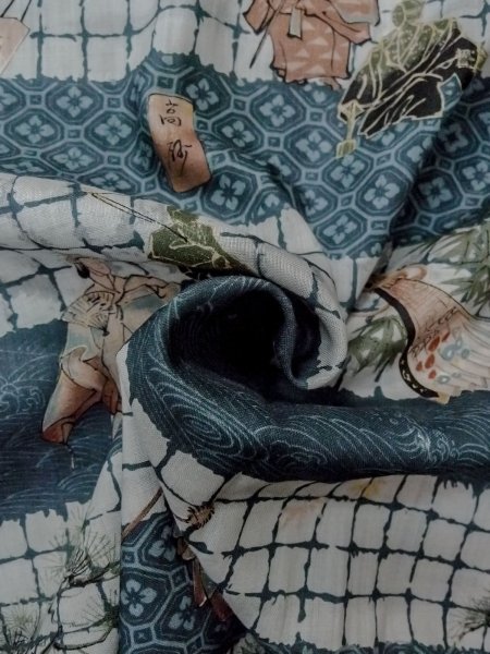 画像11: O0124A 男性用襦袢  ウール 藍, 松/松葉 【中古】【USED】【リサイクル】 ★☆☆☆☆【O0124A】 (11)