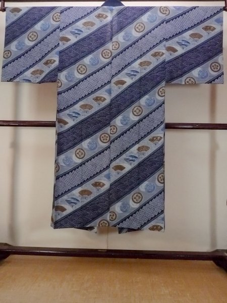 画像2: O0124B 男性用襦袢  ウール 藍, 青海波 【中古】【USED】【リサイクル】 ★☆☆☆☆【O0124B】 (2)