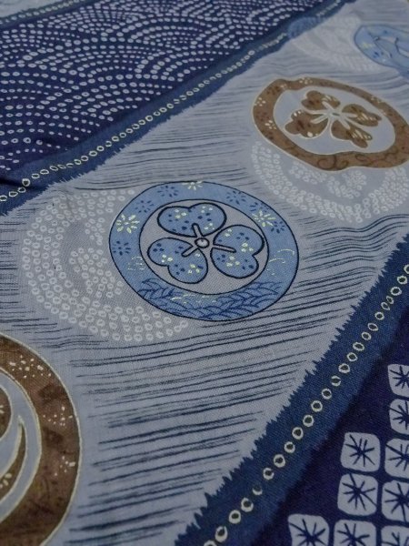 画像7: O0124B 男性用襦袢  ウール 藍, 青海波 【中古】【USED】【リサイクル】 ★☆☆☆☆【O0124B】 (7)