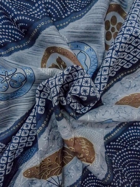 画像10: O0124B 男性用襦袢  ウール 藍, 青海波 【中古】【USED】【リサイクル】 ★☆☆☆☆【O0124B】 (10)