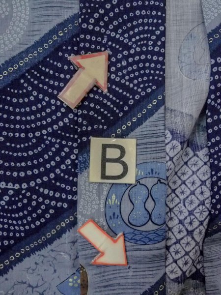 画像14: O0124B 男性用襦袢  ウール 藍, 青海波 【中古】【USED】【リサイクル】 ★☆☆☆☆【O0124B】 (14)