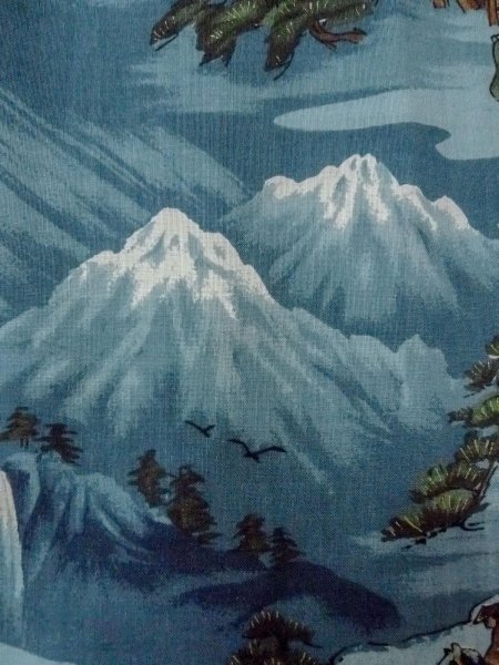 画像7: O0124C 男性用襦袢  ウール 水色, 松/松葉 【中古】【USED】【リサイクル】 ★★☆☆☆【O0124C】 (7)