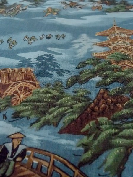 画像10: O0124C 男性用襦袢  ウール 水色, 松/松葉 【中古】【USED】【リサイクル】 ★★☆☆☆【O0124C】 (10)