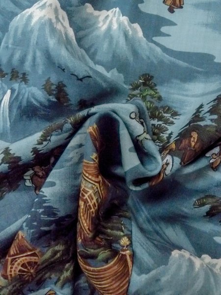 画像11: O0124C 男性用襦袢  ウール 水色, 松/松葉 【中古】【USED】【リサイクル】 ★★☆☆☆【O0124C】 (11)