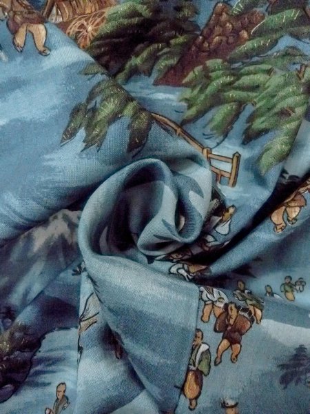 画像12: O0124C 男性用襦袢  ウール 水色, 松/松葉 【中古】【USED】【リサイクル】 ★★☆☆☆【O0124C】 (12)